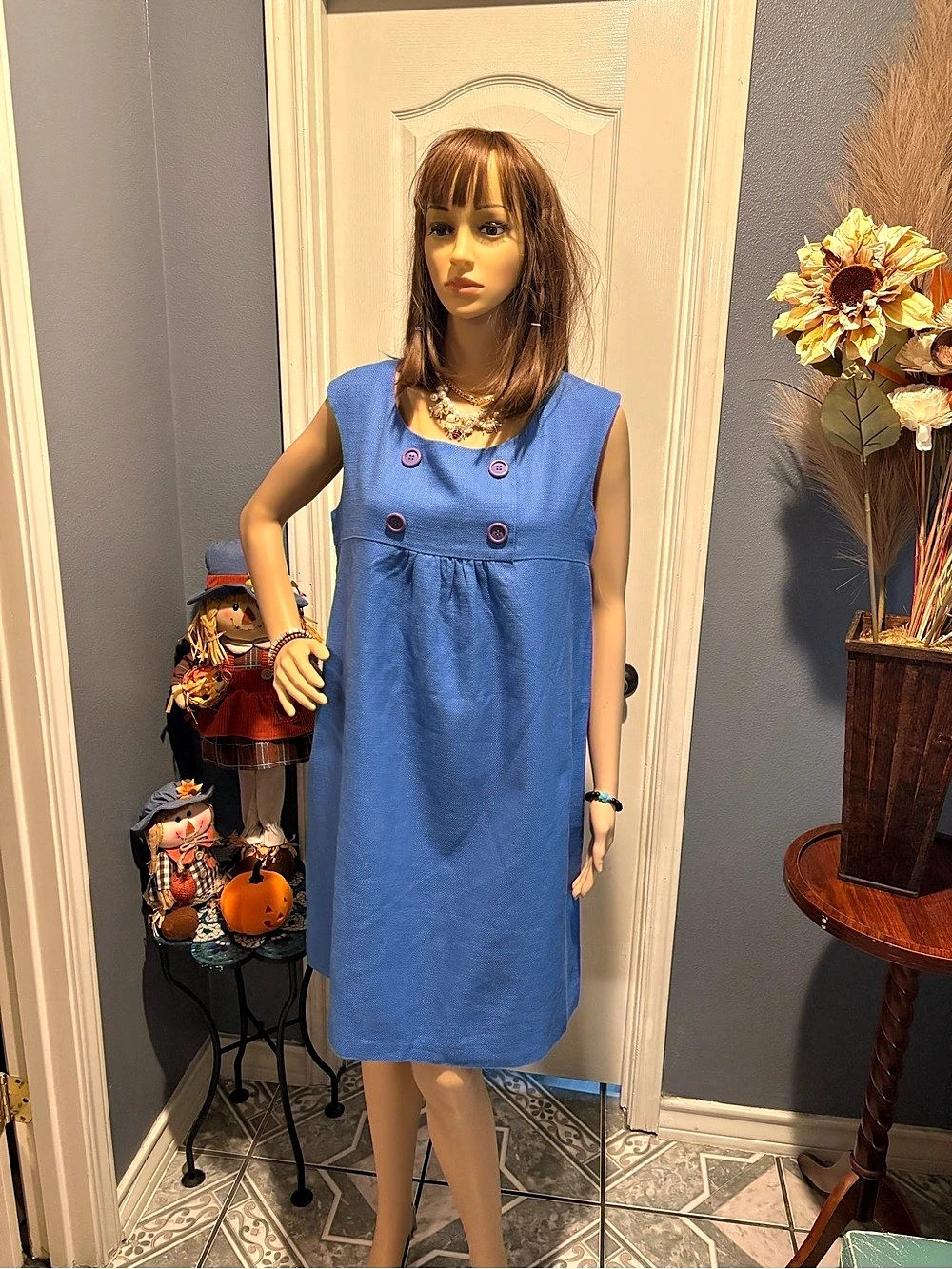 Jessica Howard Blue Midi Dress Size 16 Like New